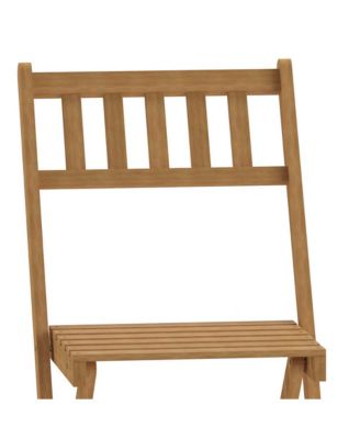 Stora Set Of 2 Solid Acacia Wood Armless Folding Patio Bistro Chairs With Slatted Backs And Seats