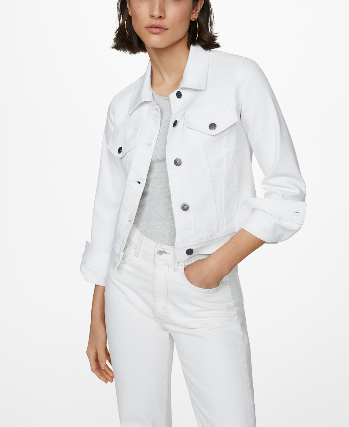 Women's Pocketed Denim Jacket - White