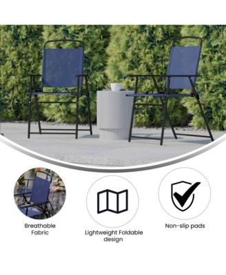 Munroe Set Of 2 Textilene Folding Sling Style Patio Chairs With Armrests