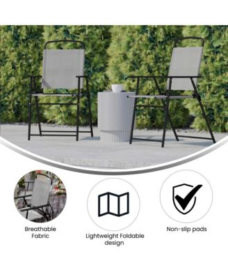Munroe Set Of 4 Textilene Folding Sling Style Patio Chairs With Armrests