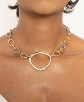 Mixed Metal Chain Link Collar Necklace