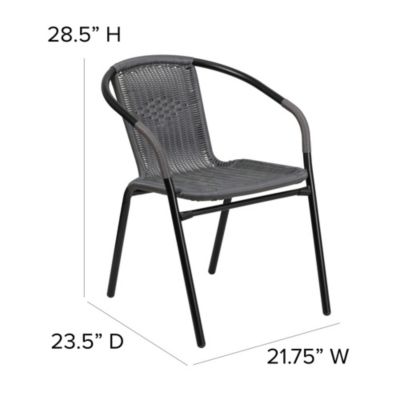 2 Pack Rattan Indoor-Outdoor Restaurant Stack Chair With Curved Back