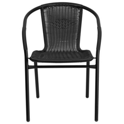 Rattan Indoor-Outdoor Restaurant Stack Chair With Curved Back 2 Pack