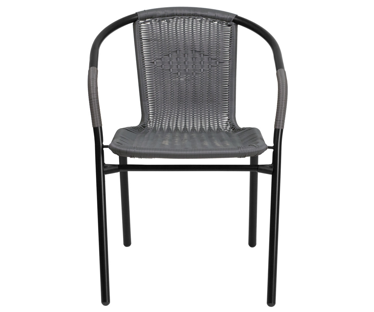 4 Pack Rattan Indoor-Outdoor Restaurant Stack Chair With Curved Back