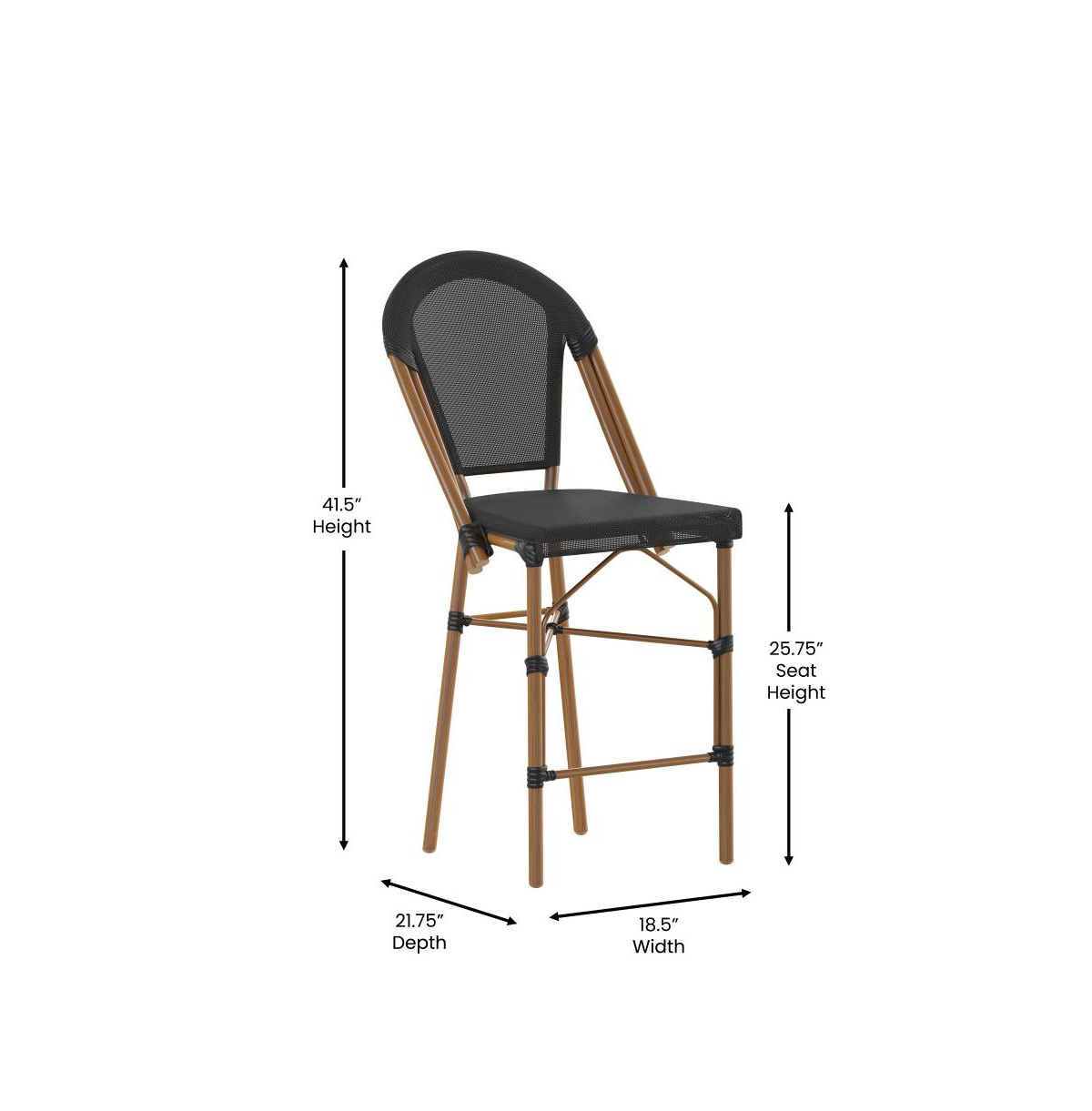 Emma+Oliver Massalia Indoor/Outdoor Bistro Style Counter Stools With Textilene Seat And Metal Frame -natural frame