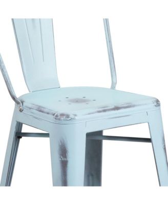 Sabine Metal Indoor-Outdoor Counter Stool With Vertical Slat Back And Integrated Footrest