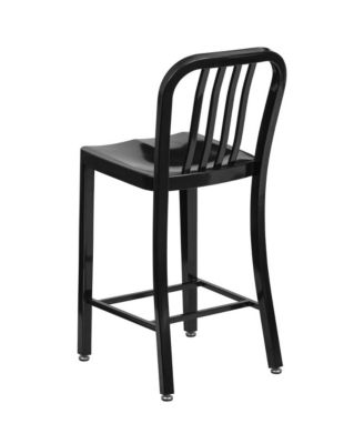 Santorini Galvanized Steel Indoor/Outdoor Counter Bar Stool With Slatted Back And Powder Coated Finish