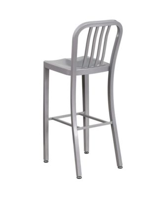 Santorini 30 Inch Galvanized Steel Indoor/Outdoor Counter Bar Stool With Slatted Back And Powder Coated Finish