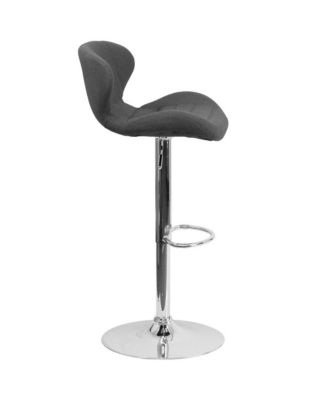 Quincy Adjustable Height Barstool Contemporary Bar Height Stool With Curved Back And Metal Base With Footrest