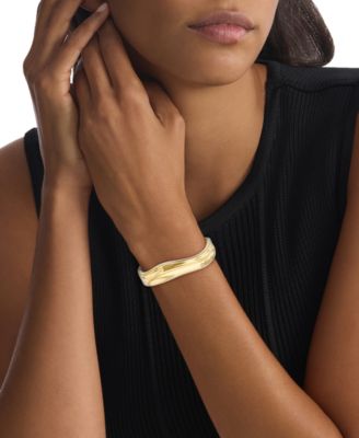 Stainless Steel Logo Structural Bangle Bracelet