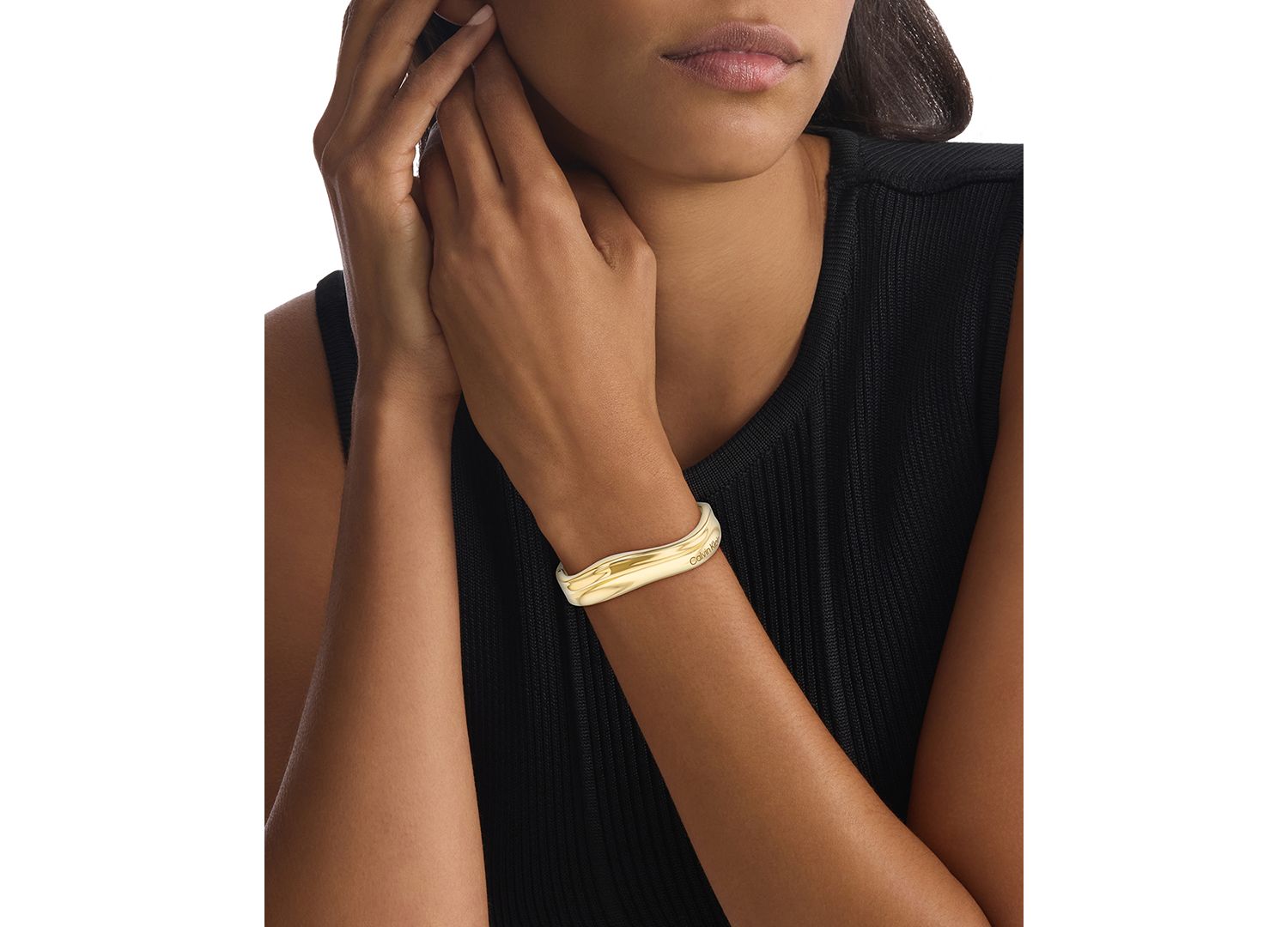 Stainless Steel Logo Structural Bangle Bracelet