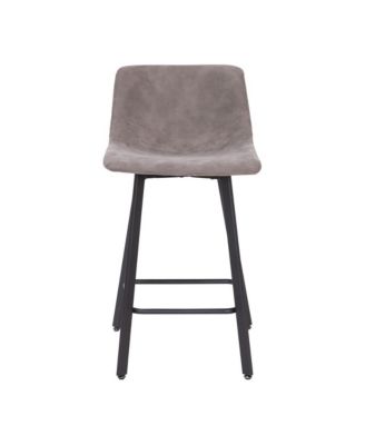 Oretha Set Of 2 Modern Upholstered Stools With Contoured, Low Back Bucket Seats And Iron Frames