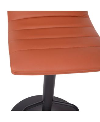 Coti Modern Channel Tufted Upholstered Height Adjustable Mid-Back Stool And Pedestal Base With Footrest