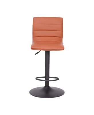 Coti Modern Channel Tufted Upholstered Height Adjustable Mid-Back Stool And Pedestal Base With Footrest