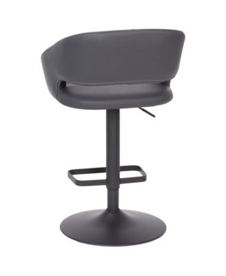 Shae Contemporary Upholstered Adjustable Height Barstool With Rounded, Cutout Mid-Back And Pedestal Base