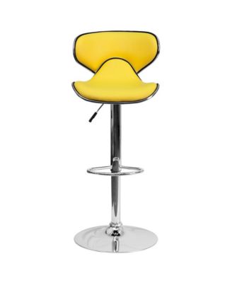 Contemporary Cozy Mid-Back Vinyl Adjustable Height Barstool
