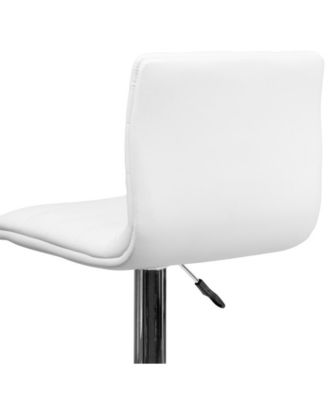 Coti Modern Channel Tufted Upholstered Height Adjustable Mid-Back Stool And Pedestal Base With Footrest