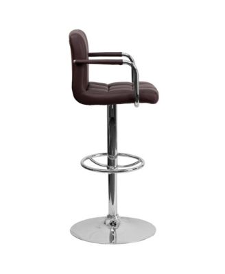 Adjustable Bar Stools | Set Of 2 Counter Height Barstools With Back And Armrest