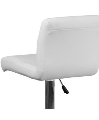 2 Pack Contemporary Vinyl Adjustable Height Barstool With Rolled Seat And Chrome Base