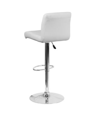 2 Pack Contemporary Vinyl Adjustable Height Barstool With Rolled Seat And Chrome Base