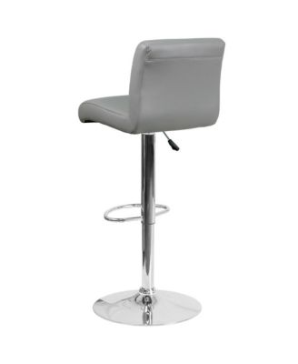 2 Pack Contemporary Vinyl Adjustable Height Barstool With Rolled Seat And Chrome Base