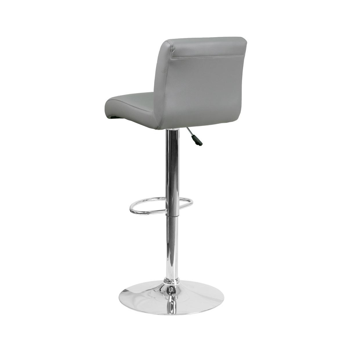 2 Pack Contemporary Vinyl Adjustable Height Barstool With Rolled Seat And Chrome Base