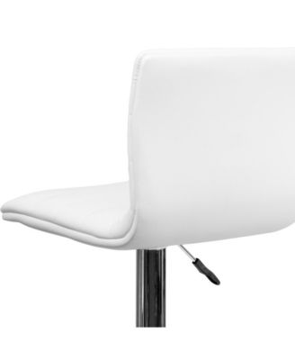 Modern Vinyl Adjustable Height Barstool With Horizontal Stitch Back, Set Of 2