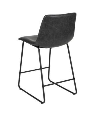24 Inch Faux Counter Height Bucket Seat Stools, Set Of 2