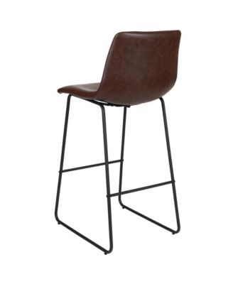 30 Inch Faux Bar Height Bucket Seat Stools, Set Of 2