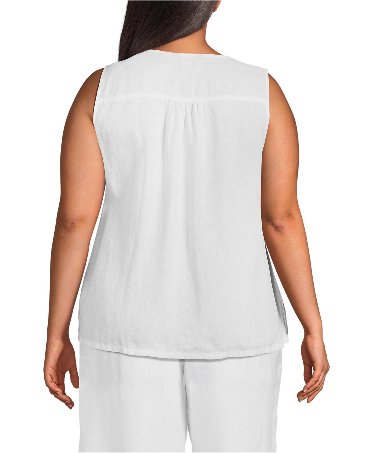 Lands' End Plus Size Linen V Neck Top