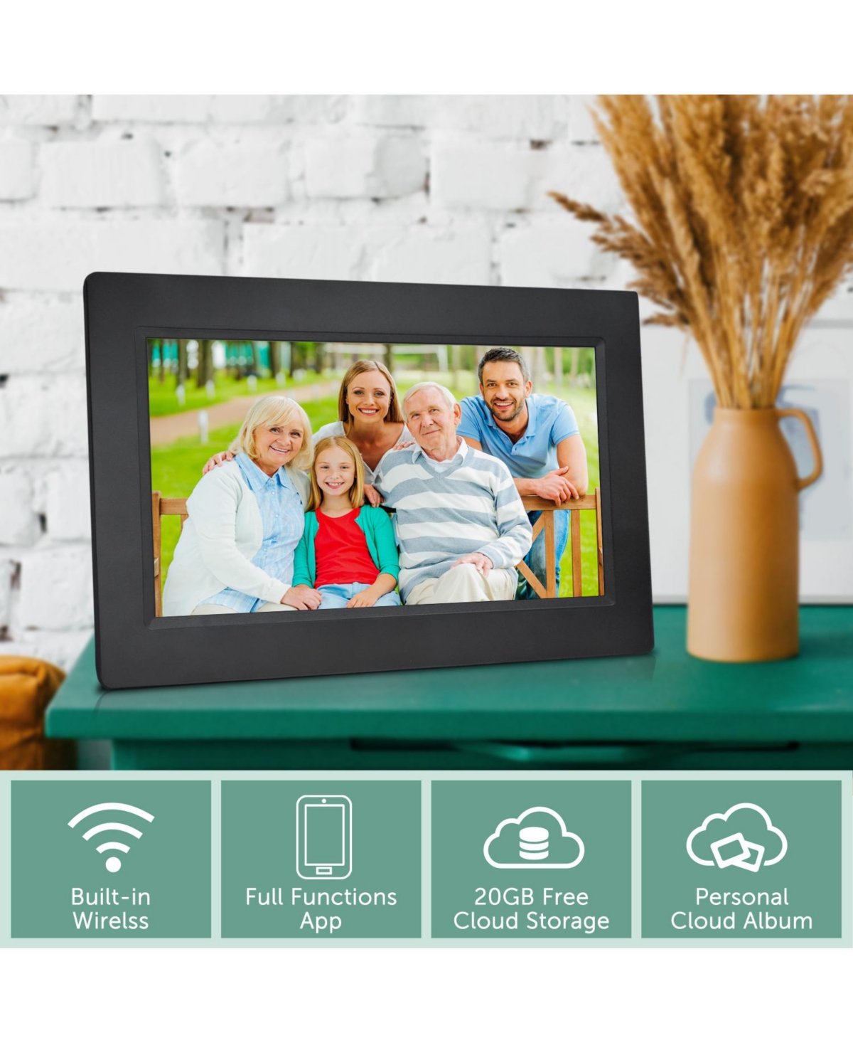 10 in Cloud Digital Photo Frame, 20GB Cloud Storage, Smart App Support