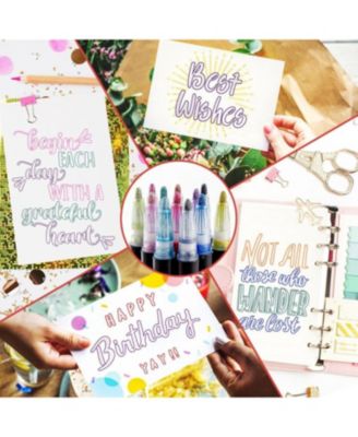 Double Line Outline Markers - 12 Dual Colored Outline Pens Self-Outline Metallic Markers