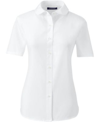Women's Short Sleeve Peter Pan Collar Broadcloth Shirt