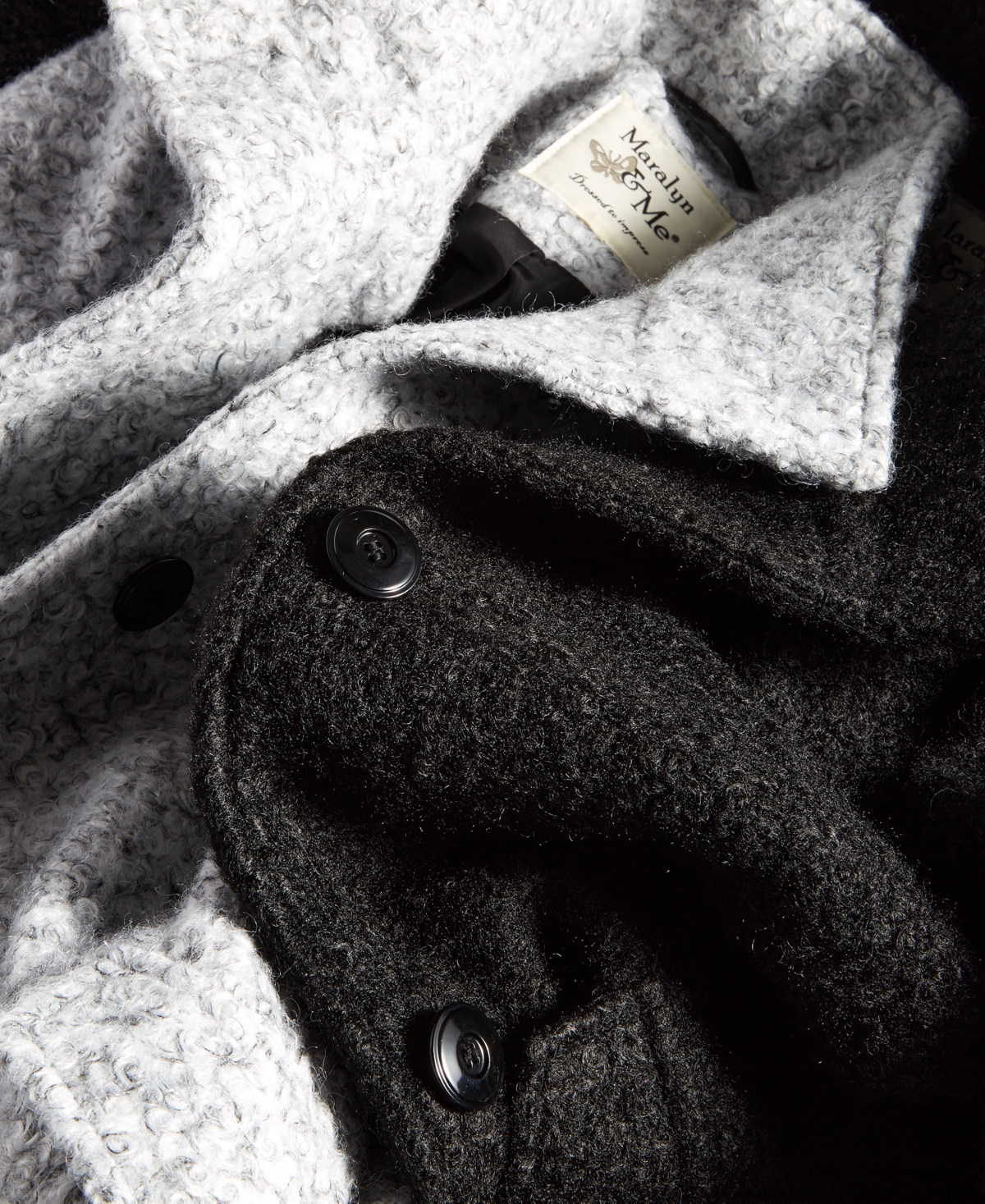 Maralyn & Me Juniors' Single-Breasted Boucle Walker Coat -White