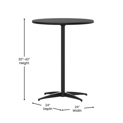 24" Round Wood Cocktail Table With 30" And 42" Columns