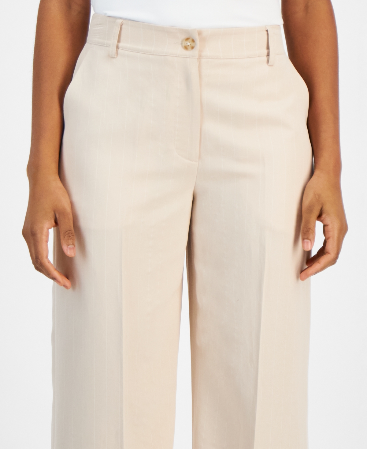 T Tahari Women's Pinstriped Wide-Leg Pants