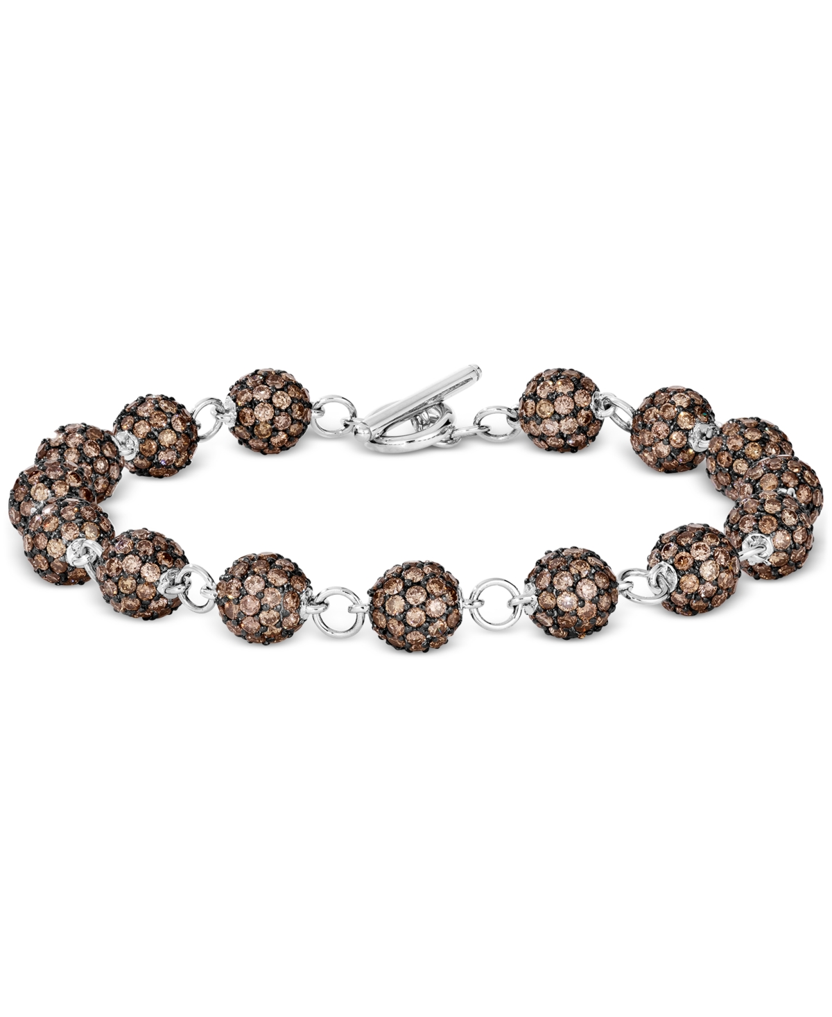 Chocolate Diamond Round Cluster Toggle Bracelet (11-7/8 ct. t.w.) in 18k White Gold
