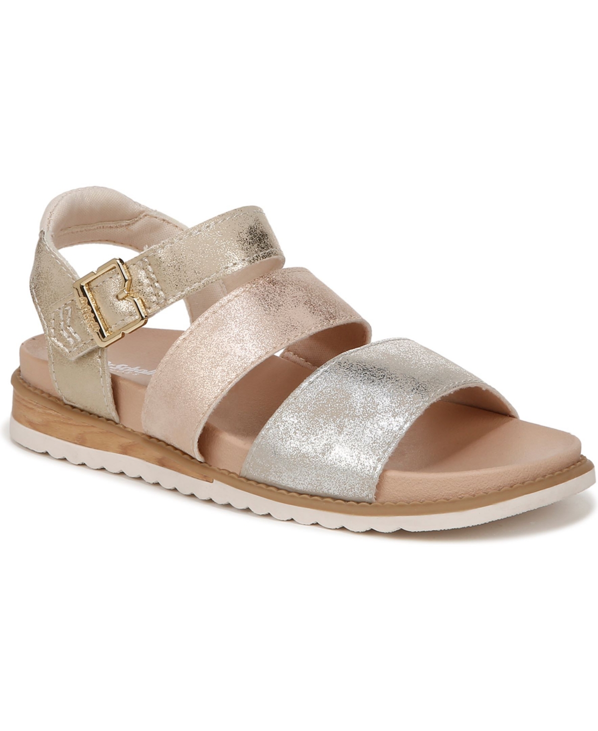 Shop Dr. Scholl's Island Glow Kids Ankle Straps In Metallic Gold