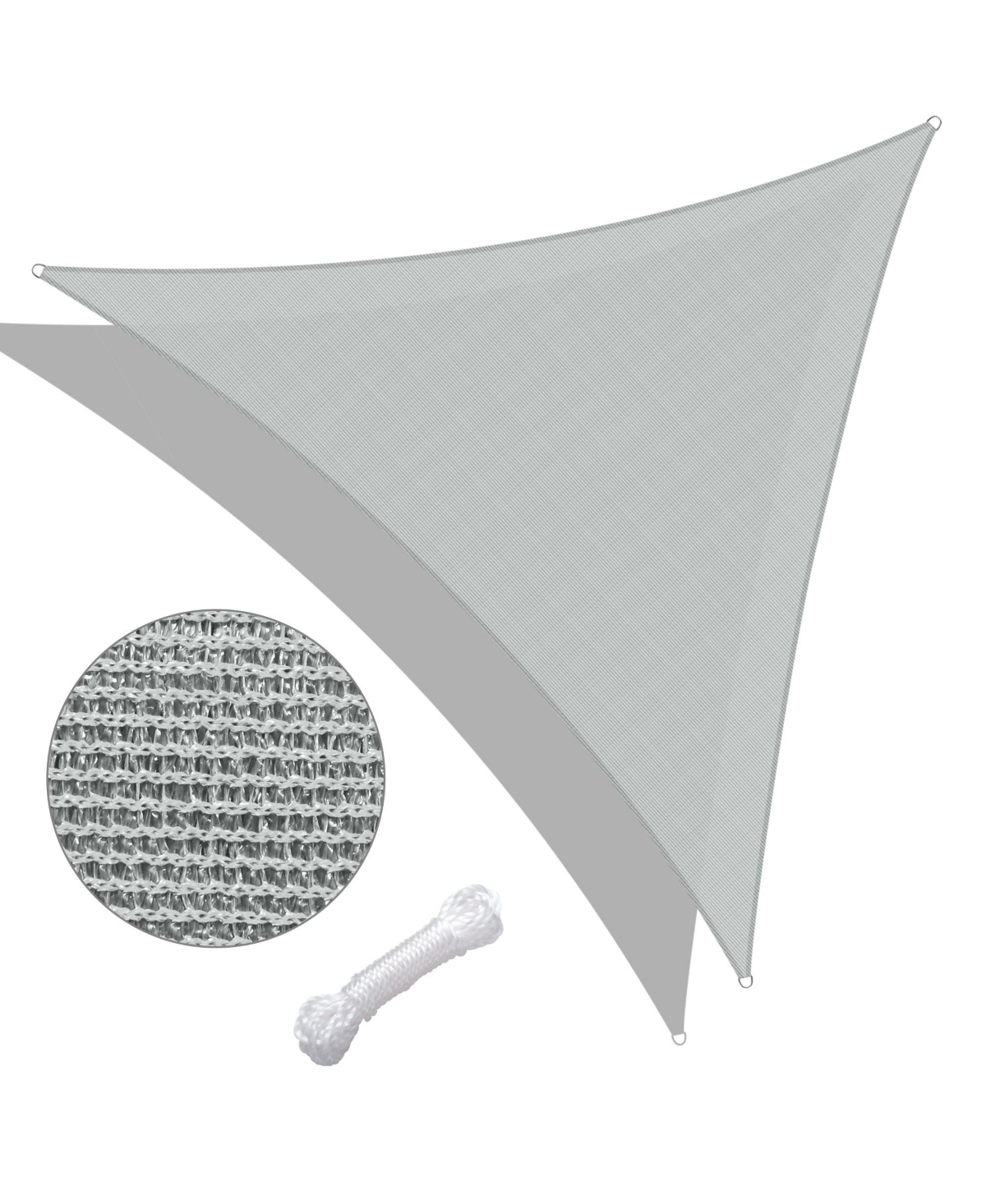 25 Ft 97% Uv Block Triangle Sun Shade Sail Canopy Cover Net for Patio Poolside - Gray