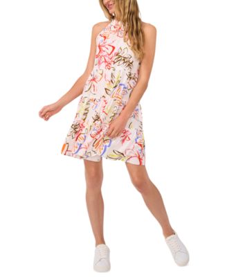 CeCe Women's Tropical Tie-Back Halter Tiered Mini Dress - Macy's