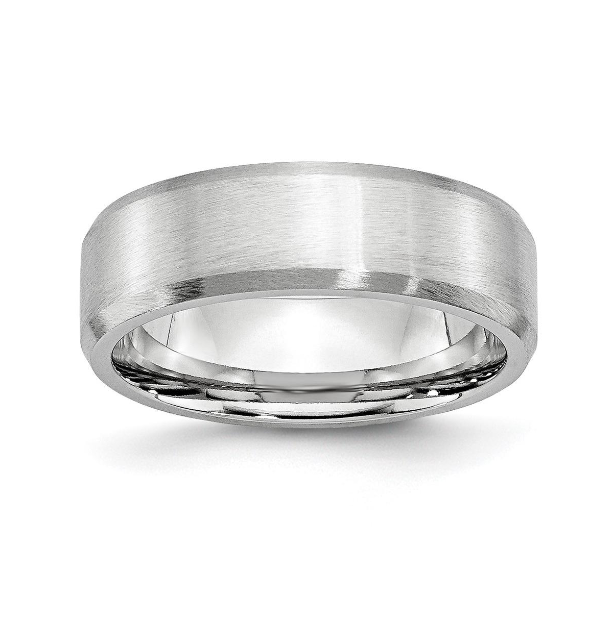 Cobalt Beveled Edge Satin Wedding Band Ring