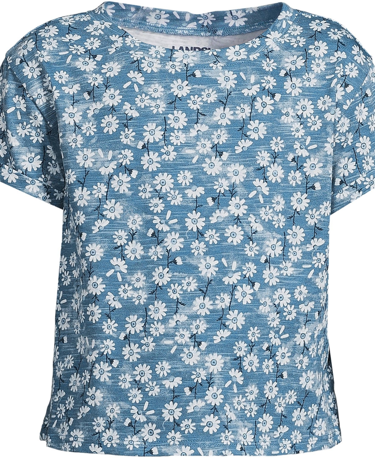 Lands' End Girls Short Sleeve Slub Crewneck Top