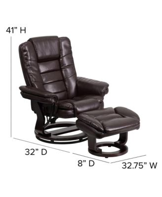 Multi-Position Recliner Ottoman Set Eucalyptus Wood Stitched Upholstery Swivel Base