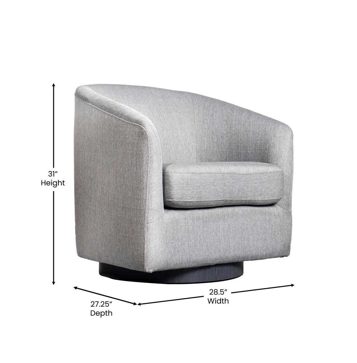 Caro Upholstered Club Style Barrel Chair With Sloped Armrests And 360 Degree Swivel Base In A Vinyl Wrap