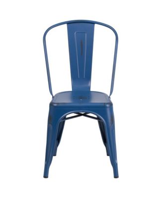 Banks Indoor/Outdoor Stacking Metal Dining Chair With Single Slat Back And Distressed Powder Coated Finish