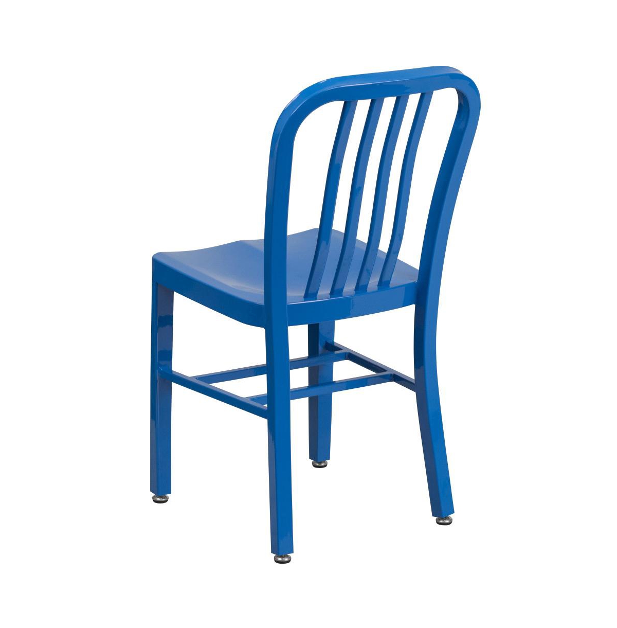 Merrick Lane Santorini Galvanized Steel Indoor/Outdoor Dining Chair With Slatted Back And Powder Coated Finish