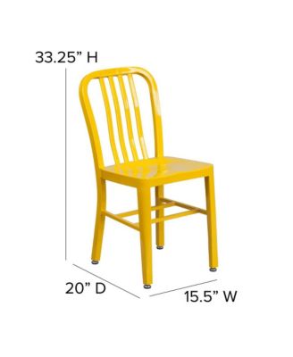 Santorini 18 Inch Galvanized Steel Indoor/Outdoor Dining Chair With Slatted Back And Powder Coated Finish