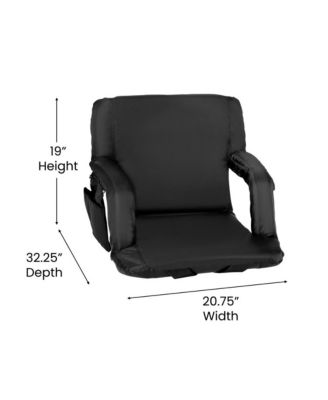 Set Of 2 Portable Stadium Chairs With Armrests, Reclining Padded Back & Seat, Lightweight Metal Frame & Backpack Straps, Storage Pockets