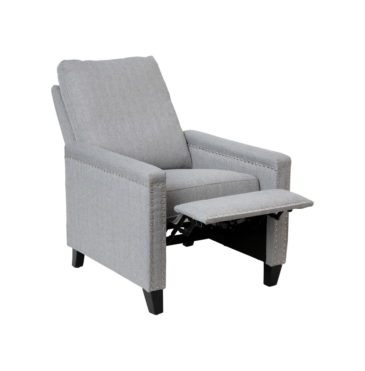 Merrick Lane Renza Transitional Pushback Recliner With Pillow Style Back And Accent Nail Trim - Manual Recliner