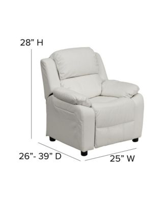 Deluxe Vinyl Padded Contemporary Kids Recliner With Storage Arms